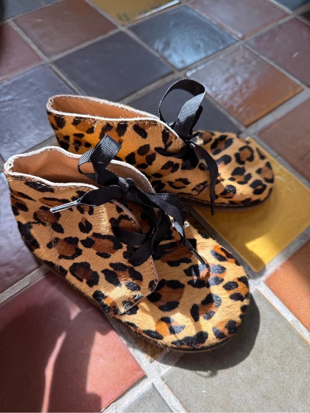 Polo Ralph Lauren Calf Hair Leopard Boots Kids Size 8